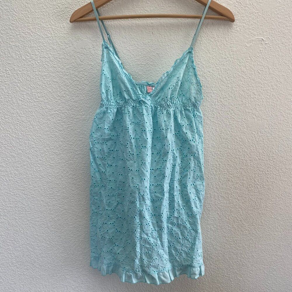 VTG Victoria's Secret Angels Eyelet Lace Babydoll Camisole Top M Festival Boho